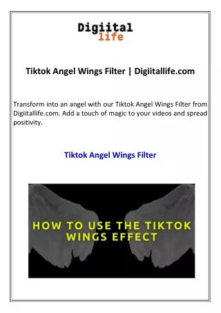 Tiktok Angel Wings Filter Digiitallife.com