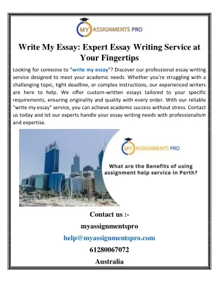 Write My Essay Expert Essay Writing Service at Your Fingertips