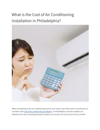 What is the Cost of Air Conditioning Installation in Philadelphia_