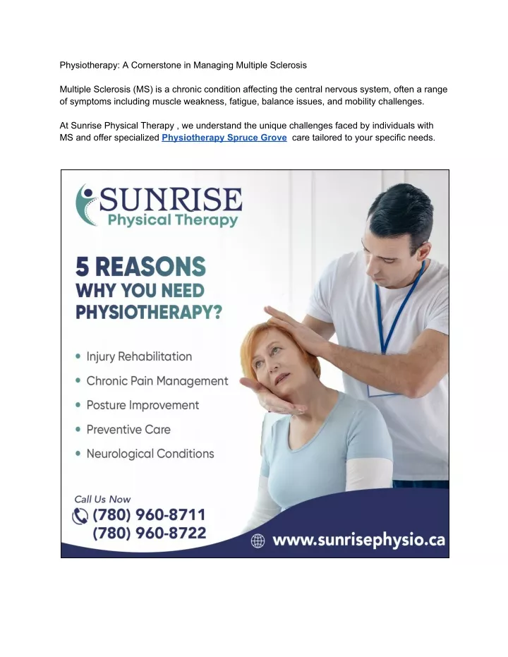 physiotherapy a cornerstone in managing multiple