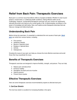 Relief from Back Pain_ Therapeutic Exercises