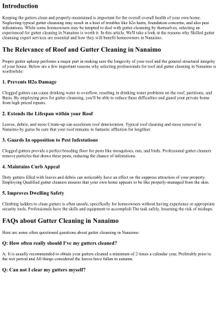 Why Selecting an experienced for Gutter Cleansing is Worth It in Nanaimo