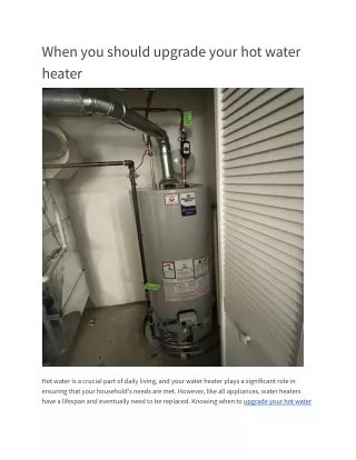 When you should upgrade your hot water heater