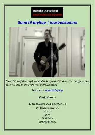 Band til bryllup  joarbalstad.no