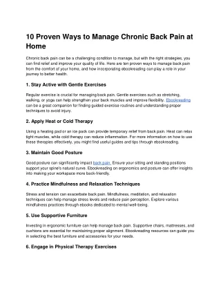 10 Proven Ways to Manage Chronic Back Pain at Home