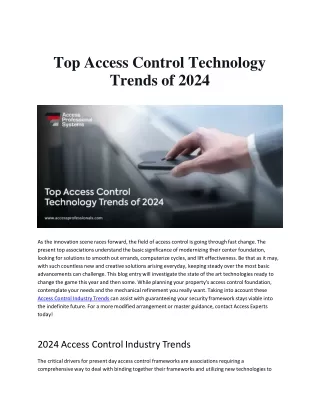 Top Access Control Technology Trends of 2024