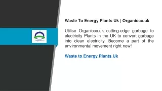 Waste To Energy Plants Uk  Organicco.uk