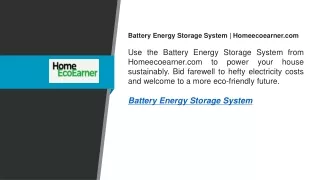 Battery Energy Storage System  Homeecoearner.com