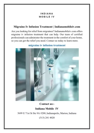 Migraine Iv Infusion Treatment  Indianamobileiv