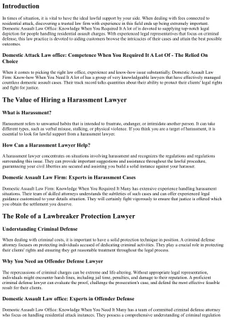 Domestic Assault Law Office: Expertise When You Required It Most