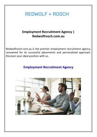Employment Recruitment Agency  Redwolfrosch.com.au