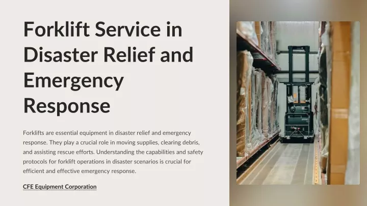 forklift service in disaster relief and emergency