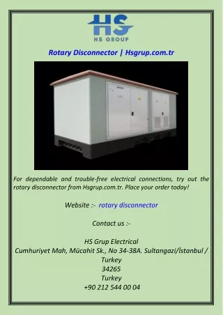 Rotary Disconnector  Hsgrup.com.tr