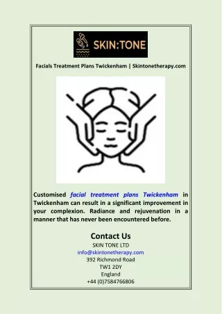 Facials Treatment Plans Twickenham  Skintonetherapy.com