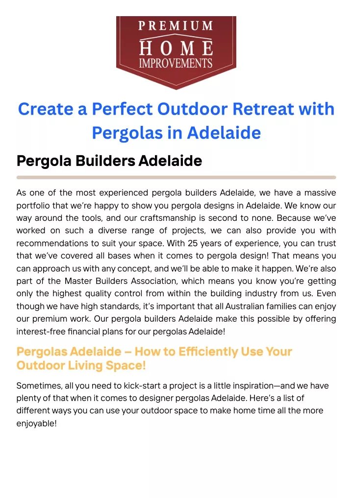 create a perfect outdoor retreat with pergolas