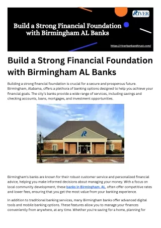 Build a Strong Financial Foundation with Birmingham AL Banks