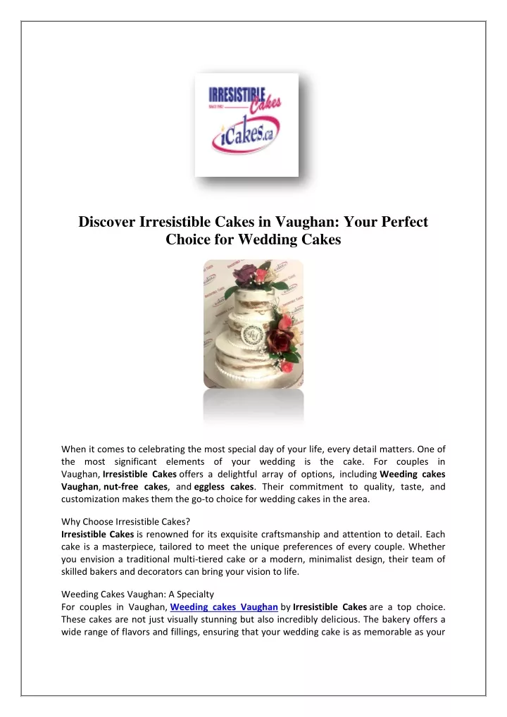 discover irresistible cakes in vaughan your