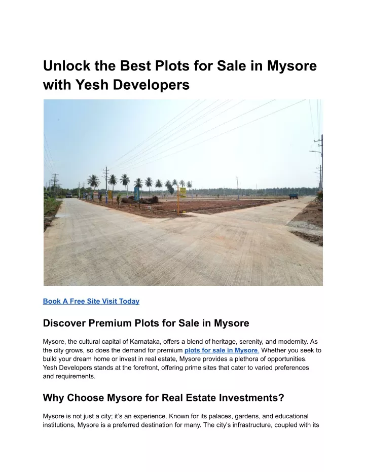 unlock the best plots for sale in mysore with