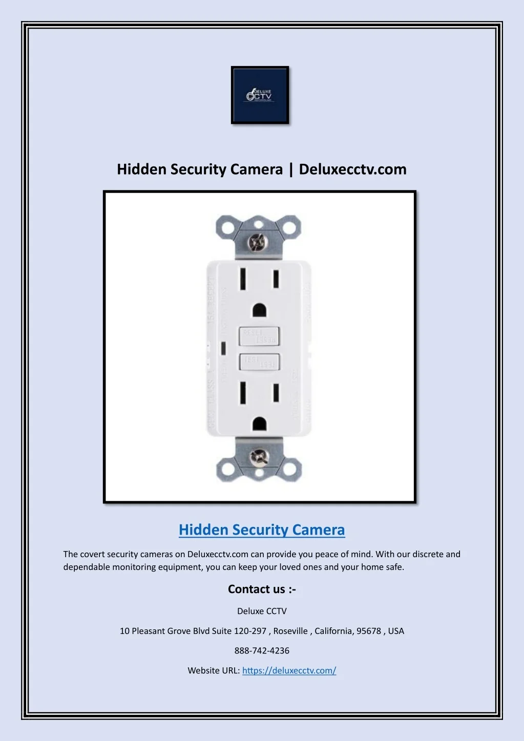 PPT - Hidden Security Camera | Deluxecctv.com PowerPoint Presentation ...