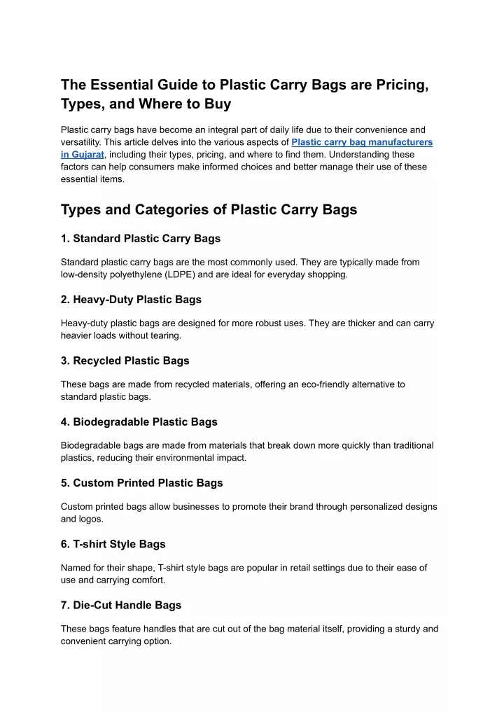 the essential guide to plastic carry bags