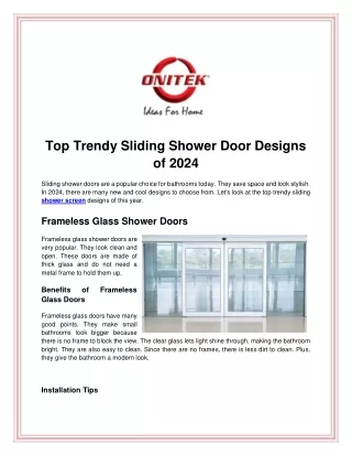 Top Trendy Sliding Shower Door Designs of 2024