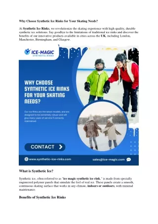 why choose synthetic ice rinks for your skating