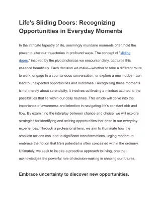 Life's Sliding Doors_ Recognizing Opportunities in Everyday Moments