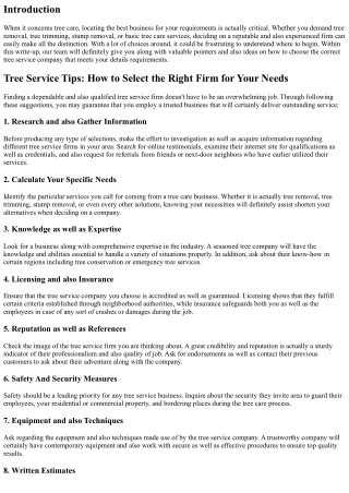 Tree Service Tips: Just How to Pick the Right Firm for Your Requirements
