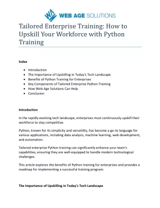 Tailored Enterprise Training How to Upskill Your Workforce with Python Training