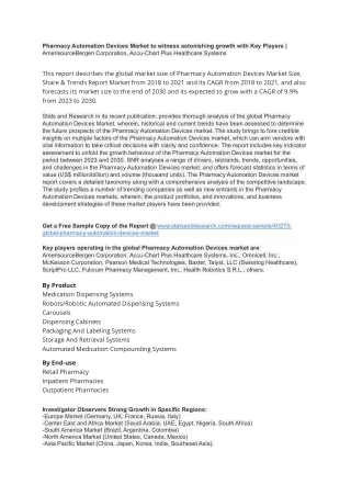 pharmacy automation devices market to witness