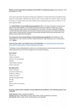 battery contract manufacturing market growth 2030