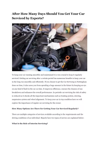 After How Many Days Should You Get Your Car Serviced by Experts