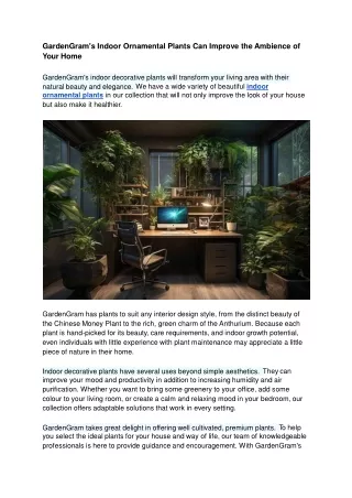 GardenGram's Indoor Ornamental Plants Can Improve the Ambience of Your Home