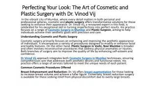 Perfecting Your Look The Art of Cosmetic and Plastic Surgery with Dr. Vinod Vij