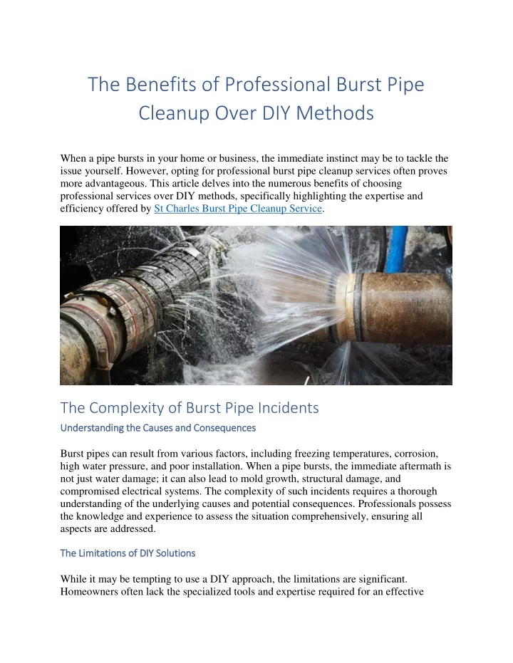 the benefits of professional burst pipe cleanup