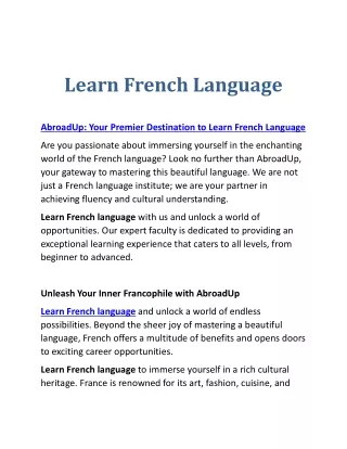 Learn French Language