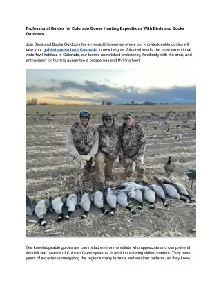 Professional Guides for Colorado Goose Hunting Expeditions With Birds and Bucks Outdoors