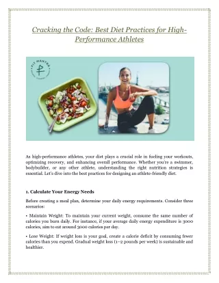 Cracking the Code: Best Diet Practices for High-Performance Athletes