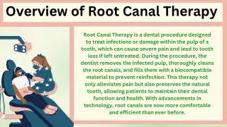 Overview of Root Canal Therapy