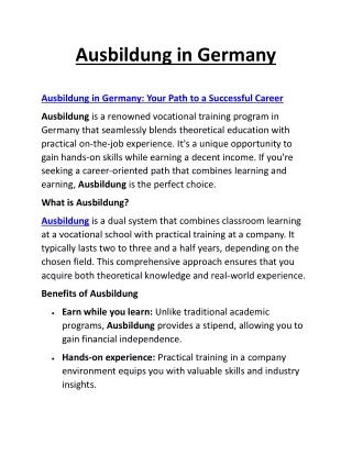 Ausbildung in Germany