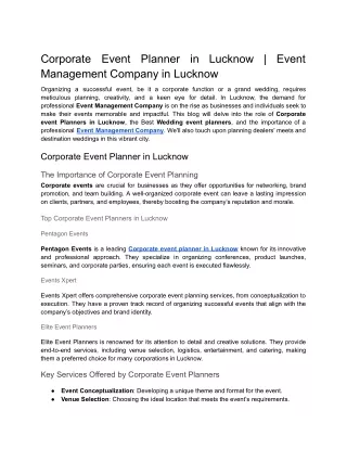 Corporate Event Planner in Lucknow _ Event Management Company in Lucknow