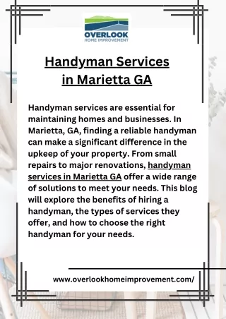 Skilled Handyman Services for Marietta GA Residents