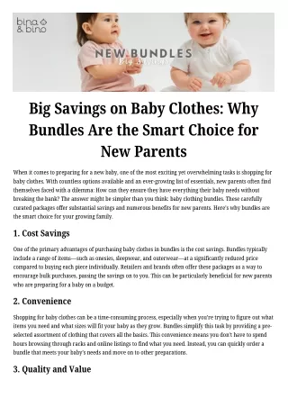 Big Savings on Baby Clothes Why Bundles Are the Smart Choice for New Parents