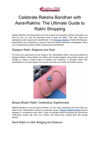 Joyous Tradition: Rakhi Shopping Made Easy