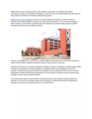 CBSE schools near chandapura _ Ambitus World School