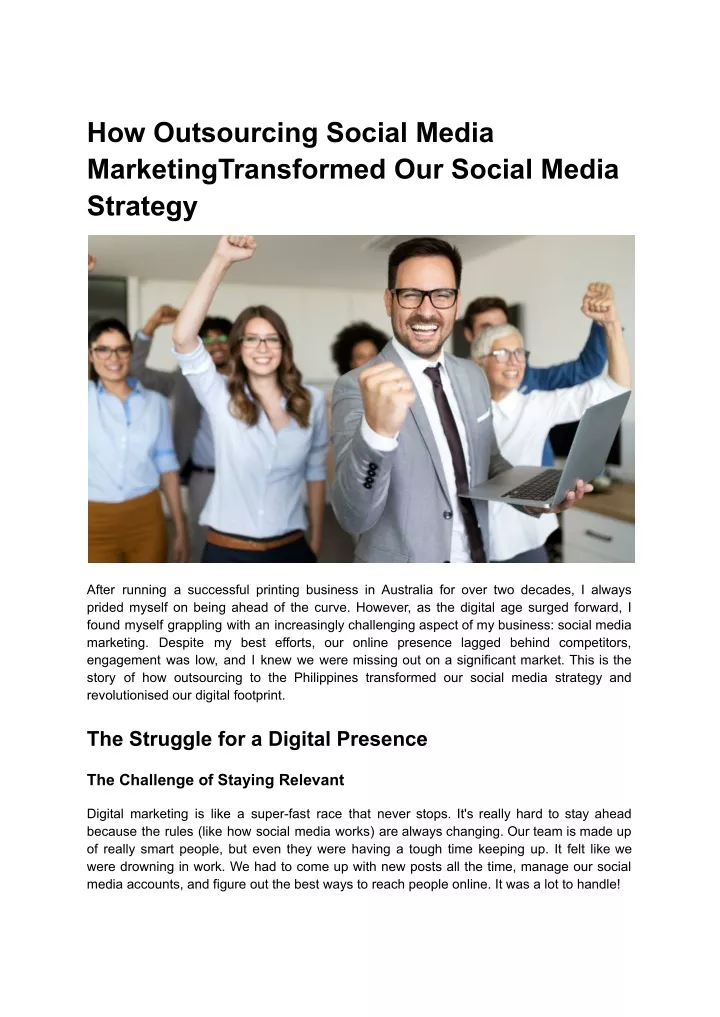 how outsourcing social media marketingtransformed