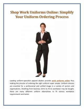 Shop Work Uniforms Online Simplify Your Uniform Ordering Process