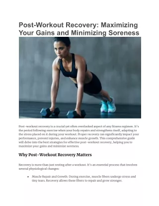post workout recovery maximizing your gains