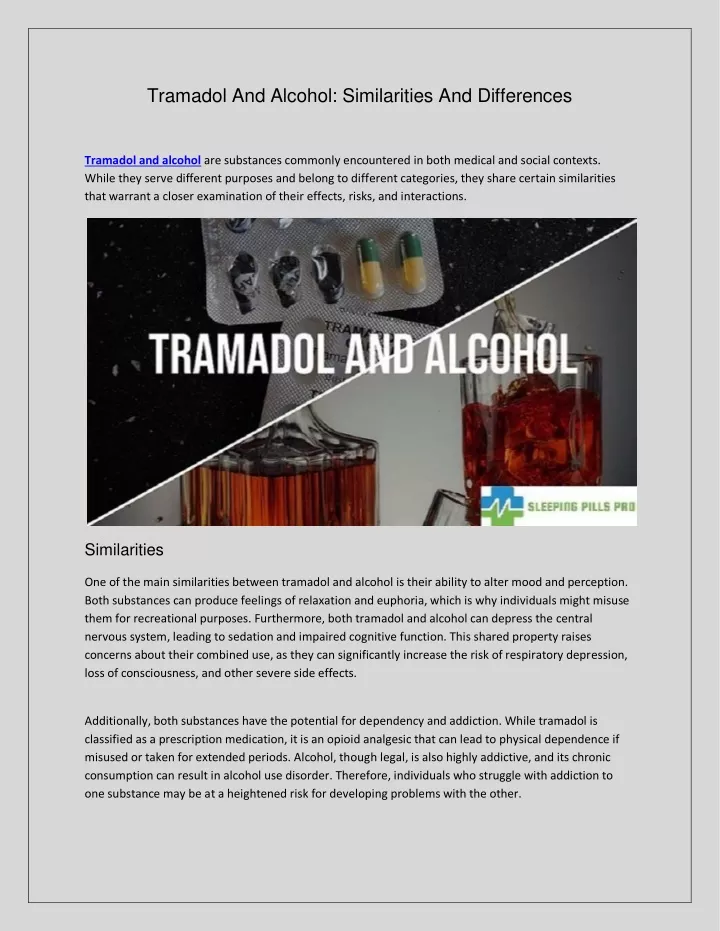 tramadol and alcohol similarities and differences