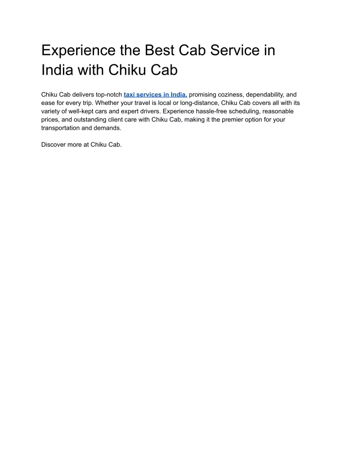 experience the best cab service in india with